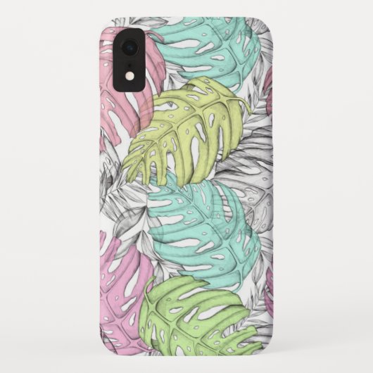 Tropische pastel monstera leaf waterverf Case-Mate iPhone case (Achterkant)