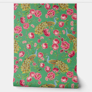 Tropische  Peacock Garden Rococo Chinoiserie Behang