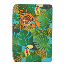 tropische pelikaan tijger jungle blauw