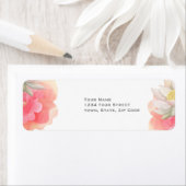Tropische perzik bloemen bruiloft etiket (Insitu)