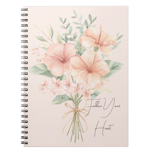 Tropische perzik hibiscus bloemen notitieboek (Voorkant)