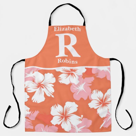 Tropische perzik hibiscus gepersonaliseerd schort (Voorkant)