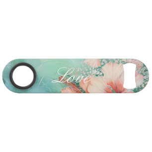 Tropische Perzik Witte Hibiscus Bloemige Liefde Br Speed Flessenopener