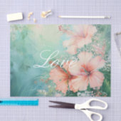 Tropische Perzik Witte Hibiscus Bloemige Liefde Tissuepapier (Craft)