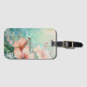 Tropische perzik witte hibiscus bloemliefde  bagagelabel (Voorkant (horizontaal))