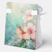 Tropische Perzik Witte Hibiscus Bloemliefde Bedankdoosjes (Achterkant)