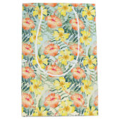 Tropische perzikkleurige gele hibiscusbloemen Mint Medium Cadeauzakje (Voorkant)