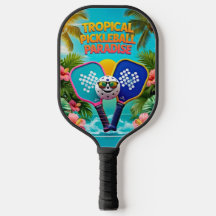 Tropische Pickleball Fun Paddle – Palmbomen & Hibi