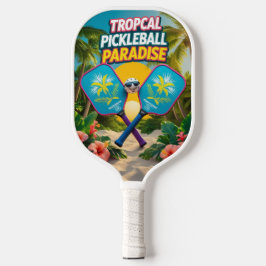 Tropische Pickleball Fun Paddle – Palmbomen & Hibi