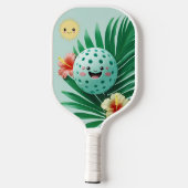 Tropische Pickleball Fun Paddle – Palmbomen & Hibi (Achterkant)