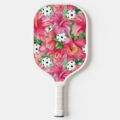🌺 Tropische pickleball met hibiscus, met tekst Pickleball Paddle (Achterkant)