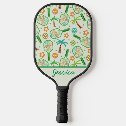 Tropische pickleball met palmbomen gepersonaliseer pickleball paddle (Achterkant)