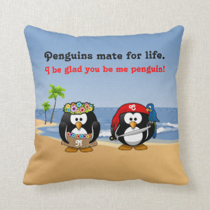 Tropische pinguïns Couple Hula Pirate Island Beac Kussen