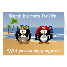 Tropische pinguïns Couple Hula Pirate Island Beach