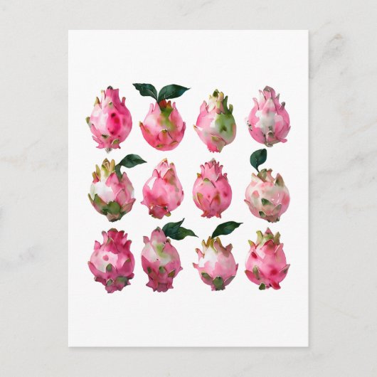 Tropische Pitaya Waterverf kunst Briefkaart (Voorkant)