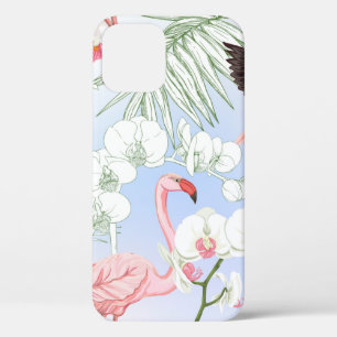 Tropische planten en bloemen. Naadloos patroon, ba iPhone 12 Hoesje