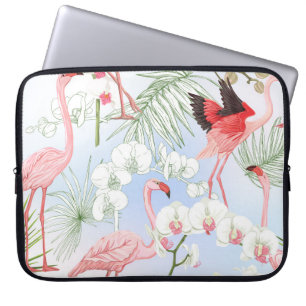 Tropische planten en bloemen. Naadloos patroon, ba Laptop Sleeve