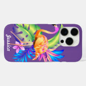 Tropische Planten en Flamingo Paarse Gepersonalise Case-Mate iPhone Case (Achterkant (horizontaal))