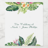 Tropische Planten Hibiscus Plumeria eilandbladeren Wijn Etiket (Enkel label)