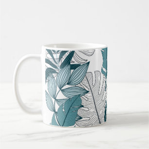 Tropische Planten laat  behang achter. Koffiemok