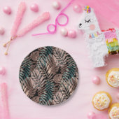 Tropische planten, oerwoud, tropen, beige bladeren papieren bordje (Feest)