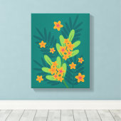 Tropische Plumeria Art Canvas Afdruk (Insitu (Houten vloer))