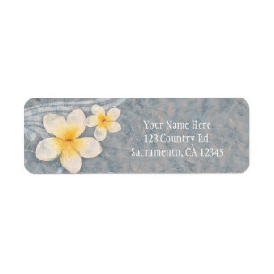 Tropische Plumeria Bloem Grijs Geel Zomerfeest Etiket