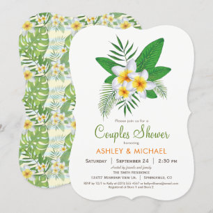 Tropische Plumeria Couples Shower Invitation Kaart