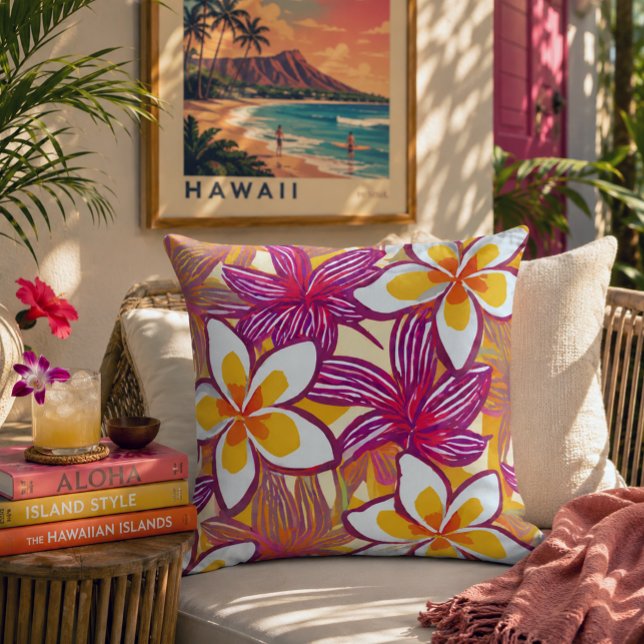 Tropische plumeria Hawaï werpkussen Kussen (Creator heeft geüpload)