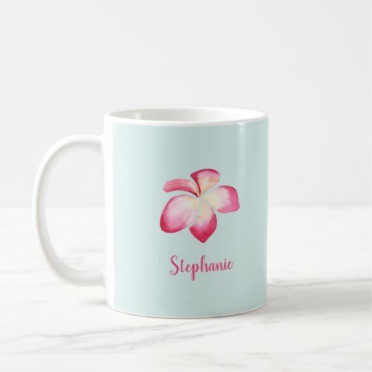 Tropische Plumeria roze Waterverf Koffiemok (Links)