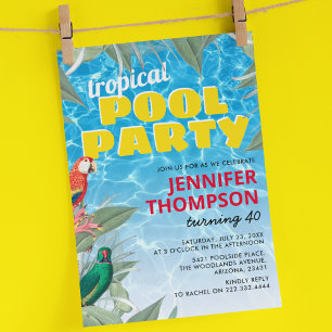Tropische pool Birthday Party Kaart