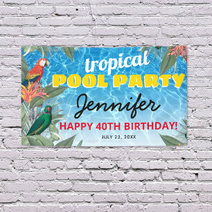 Tropische pool Birthday Party Spandoek