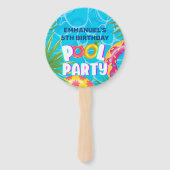 Tropische Pool Party Verjaardag Handwaaier (Voorkant)