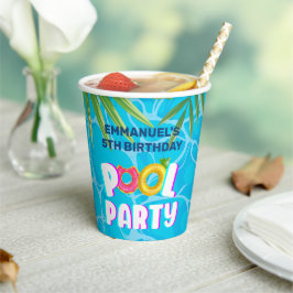 Tropische Pool Party Verjaardag Papieren Bekers