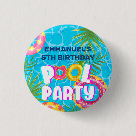 Tropische Pool Party Verjaardag Ronde Button 3,2 Cm