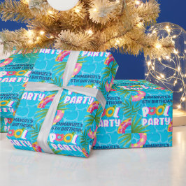 Tropische Pool Party Verjaardagscadeau Cadeaupapier