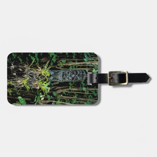 Tropische pool Tiki geïllustreerd Hawaïaans Bagage Bagagelabel (Voorkant horizontaal)