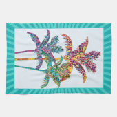 Tropische Pop Art Palm Tree Mozaïek Theedoek (Horizontaal)