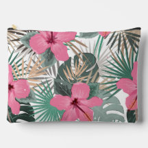 Tropische Print Roze Hibiscus Groot