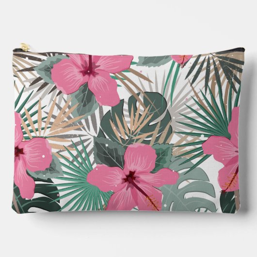 Tropische Print Roze Hibiscus Groot Etui (Voorkant)