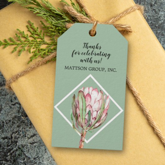 Tropische Protea Floral Cadeaulabel