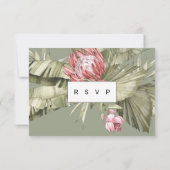 Tropische Protea Palm Leaf Bruiloft RSVP Kaartje (Achterkant)
