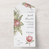 Tropische protheeppalmbladeren all in one uitnodiging (Binnen)