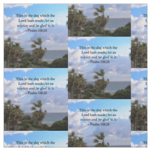 TROPISCHE PSALM 118:24 OCEAAN EN PALMBOMEN STOF