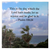 TROPISCHE PSALM 118:24 OCEAAN EN PALMBOMEN TEGELTJE (Voorkant)