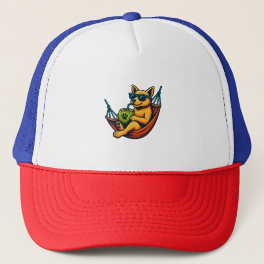 Tropische Pup Vibes Trucker Pet (Voorkant)