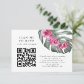 Tropische QR-code RSVP Informatiekaartje (Staand voorkant)