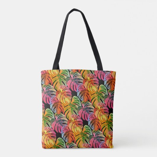 Tropische Rainbow Leaf Pattern Canvas tas (Achterkant)