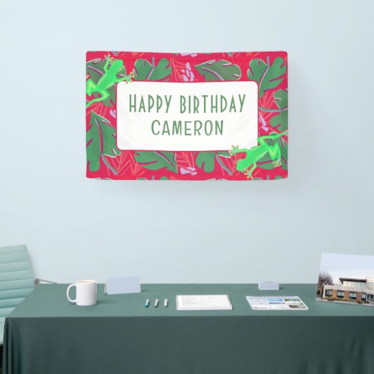 Tropische regenwoud kikker verjaardag spandoek (Beurs)