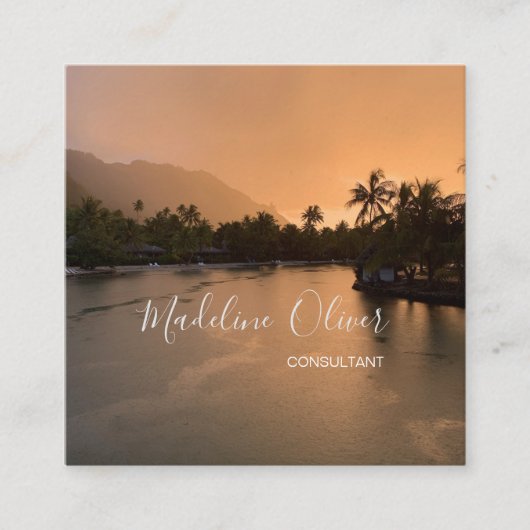 Tropische Reizen QR Code Modern Professioneel Vierkante Visitekaartje (Voorkant)